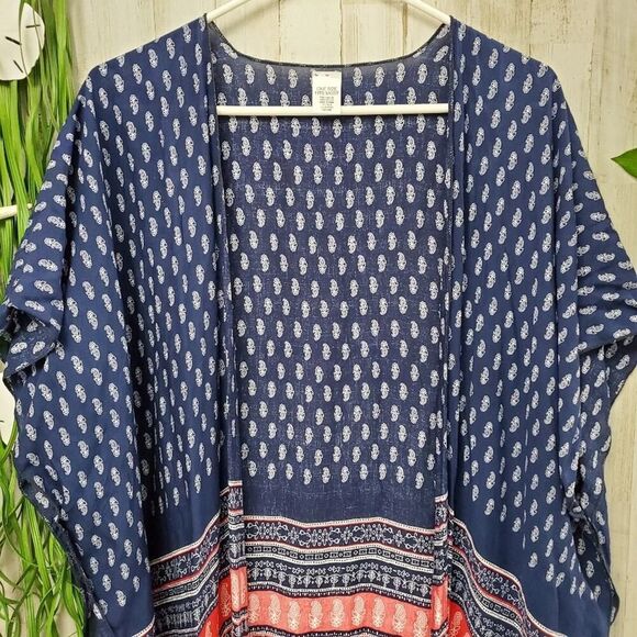 Abercrombie Fringed Cardigan Kimono Navy Size OSFM - Picture 5 of 8